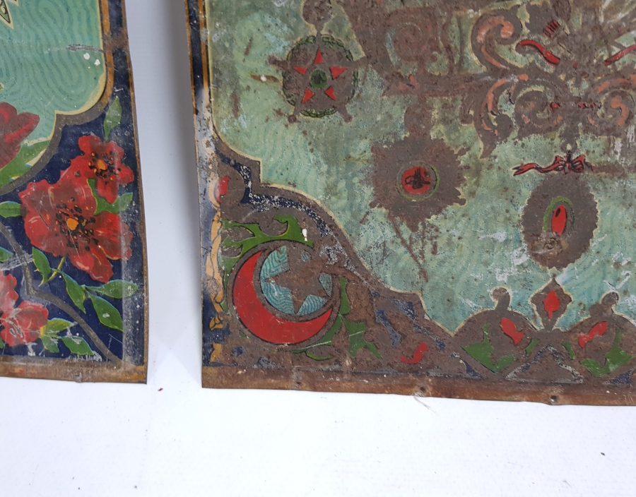 ÜZERİNDE OSMANLI DEVLET ARMASI VE OSMANLI NİŞANLARI GÖRSELİ BULUNAN ÇOK NADİR SANDIK ÖNÜ PARÇALARI