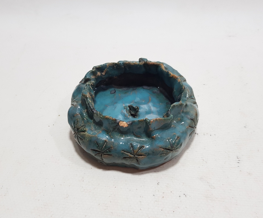 KÜTAHYA İŞİ EL YAPIMI ANTİKA YILDIZLI MİNİ SAKSI