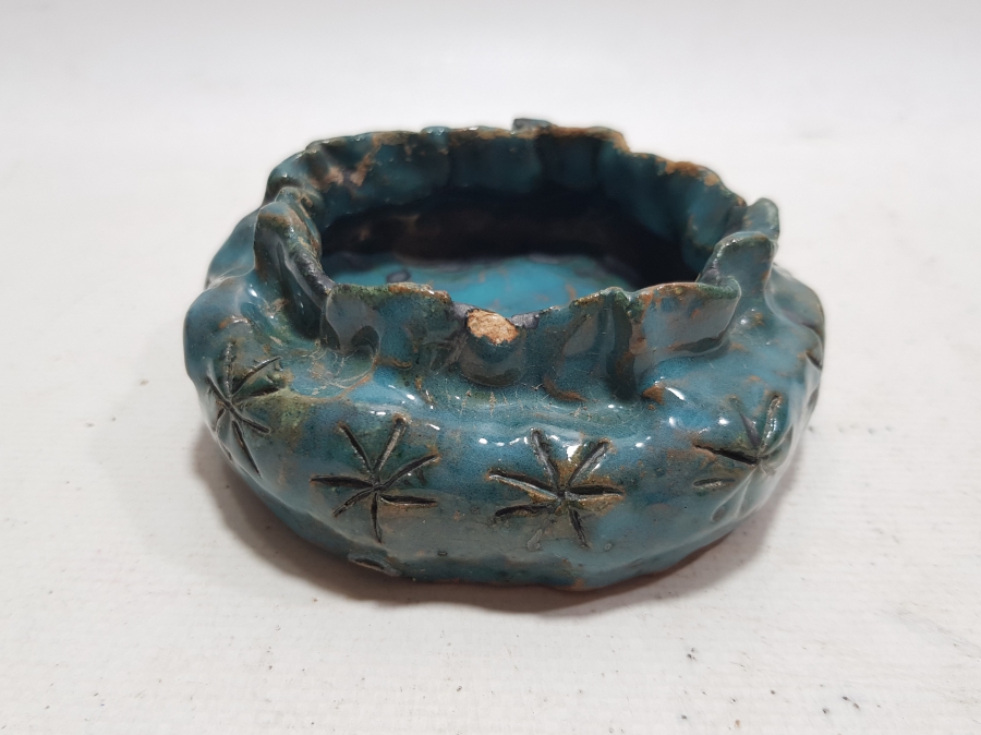 KÜTAHYA İŞİ EL YAPIMI ANTİKA YILDIZLI MİNİ SAKSI