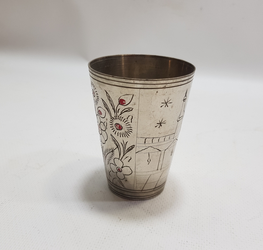 MEDİNE-İ MÜNEVVERE YADİGARI KALEM İŞÇİLİKLİ OSMANLI DÖNEMİ ZEMZEM BARDAĞI