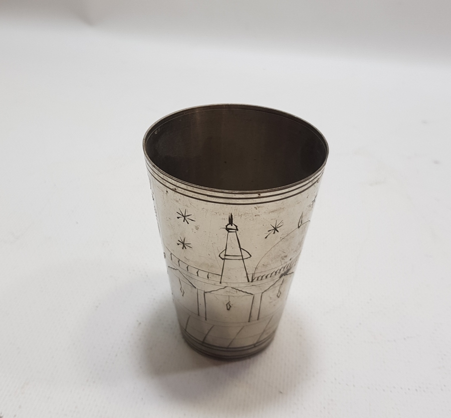 MEDİNE-İ MÜNEVVERE YADİGARI KALEM İŞÇİLİKLİ OSMANLI DÖNEMİ ZEMZEM BARDAĞI