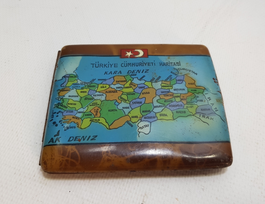 1940's TÜRKİYE HARİTALI TÜTÜN TABAKASI