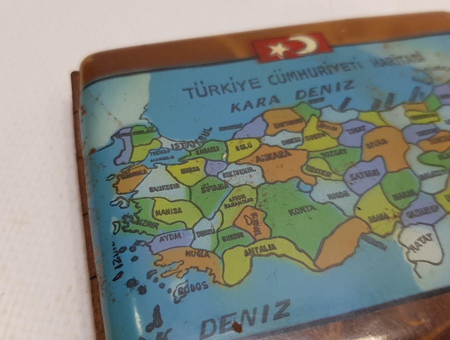 1940's TÜRKİYE HARİTALI TÜTÜN TABAKASI