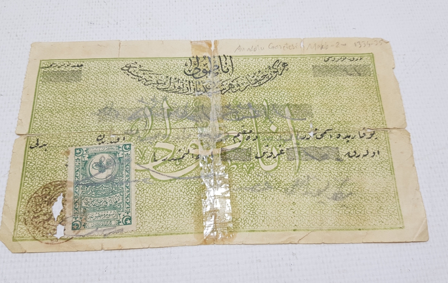 OSMANLICA ANADOLU GAZETESİ MAKBUZU