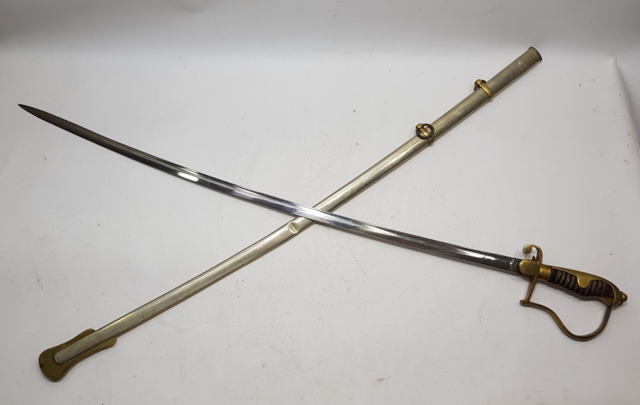 1. DÜNYA SAVAŞI DÖNEMİ BOYNUZ SAPLI VE AY YILDIZLI OSMANLI HAFİF SÜVARİ KILICI