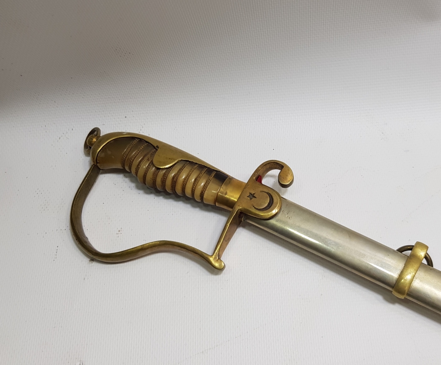 1. DÜNYA SAVAŞI DÖNEMİ BOYNUZ SAPLI VE AY YILDIZLI OSMANLI HAFİF SÜVARİ KILICI