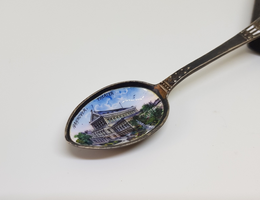 HANNOVER TİYATRO BİNASI GÖRSELLİ MİNELİ GÜMÜŞ ÇAY KAŞIĞI
