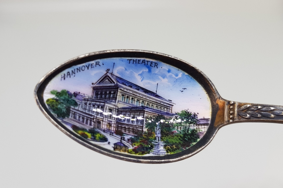 HANNOVER TİYATRO BİNASI GÖRSELLİ MİNELİ GÜMÜŞ ÇAY KAŞIĞI