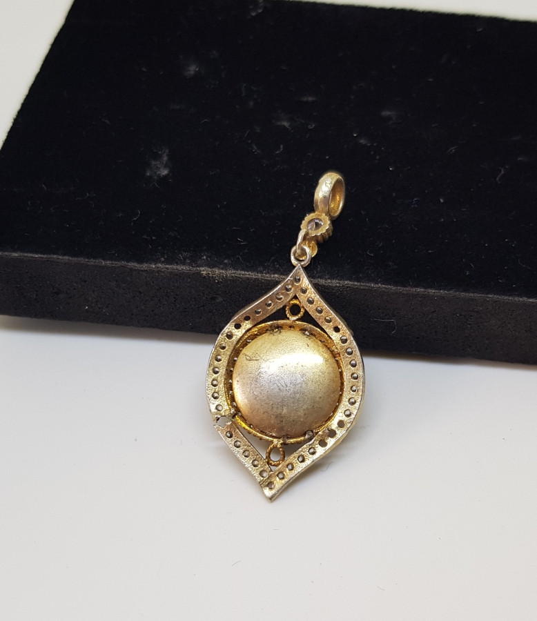 ZİRKON TAŞLARLA SÜSLÜ TUĞRALI GÜMÜŞ KOLYE UCU