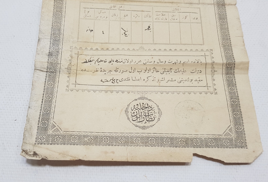 OSMANLI DÖNEMİ NÜFUS KAĞIDI