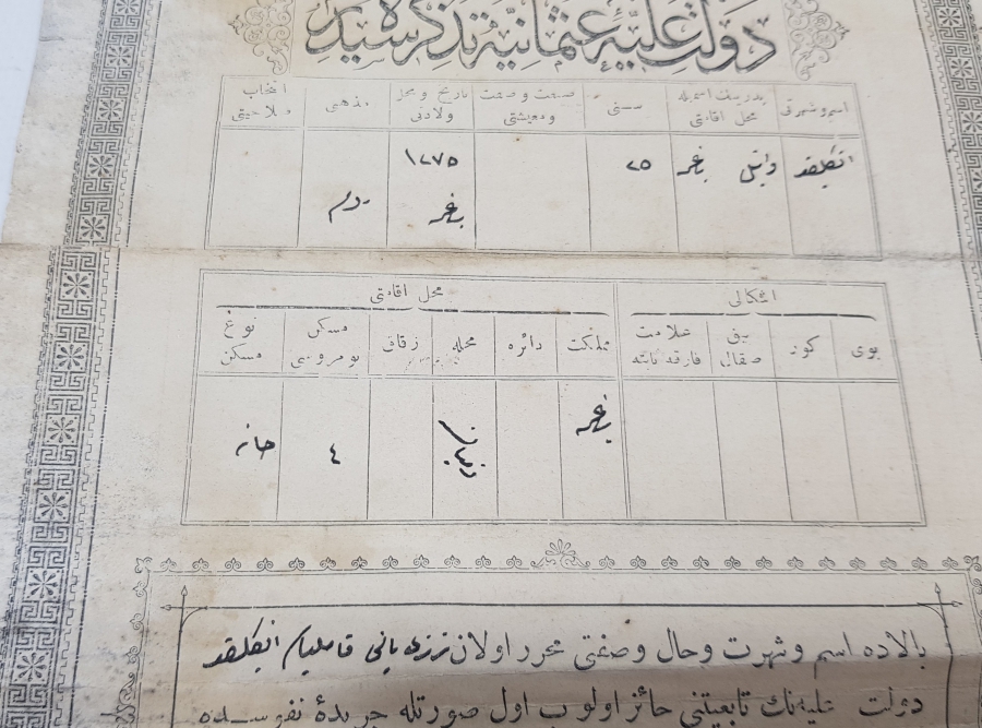 OSMANLI DÖNEMİ NÜFUS KAĞIDI