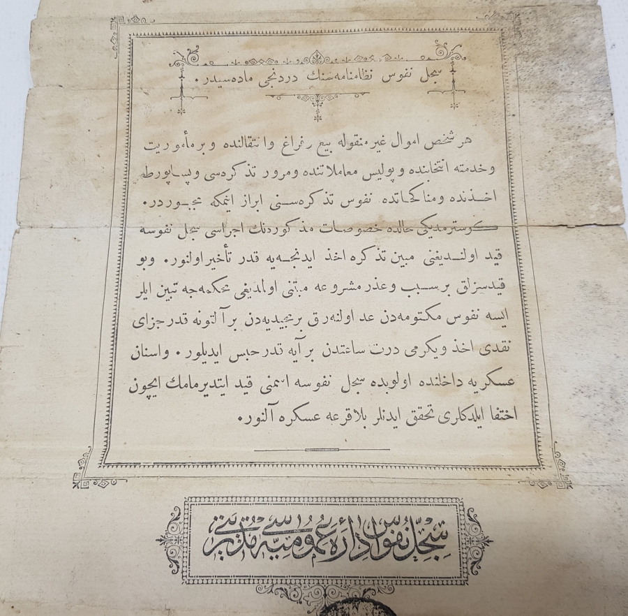 OSMANLI DÖNEMİ NÜFUS KAĞIDI