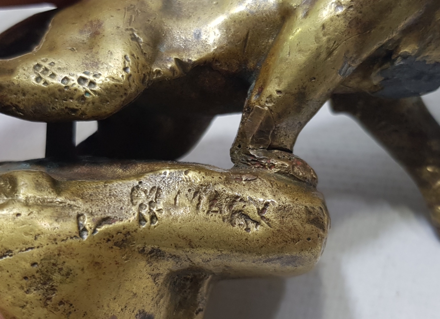 SANATÇI İMZALI 1900 BAŞLARI BRONZ ASLAN FİGÜRÜ