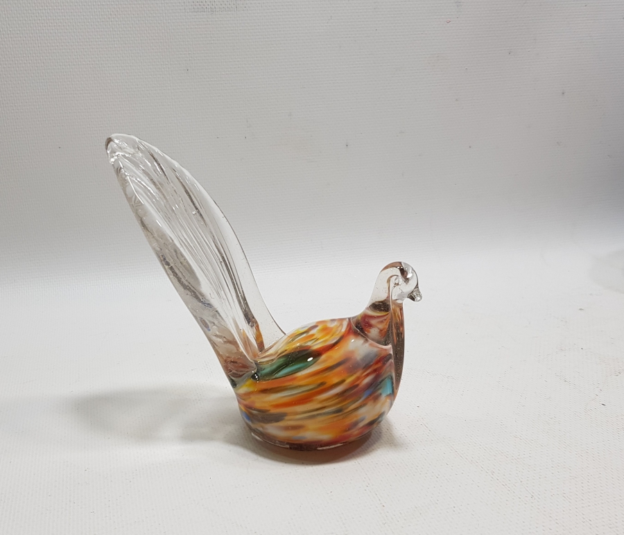 ÜFLEME CAMDAN MAMUL KOPARMA İŞÇİLİKLİ ANTİKA MURANO KUŞ FİGÜRÜ