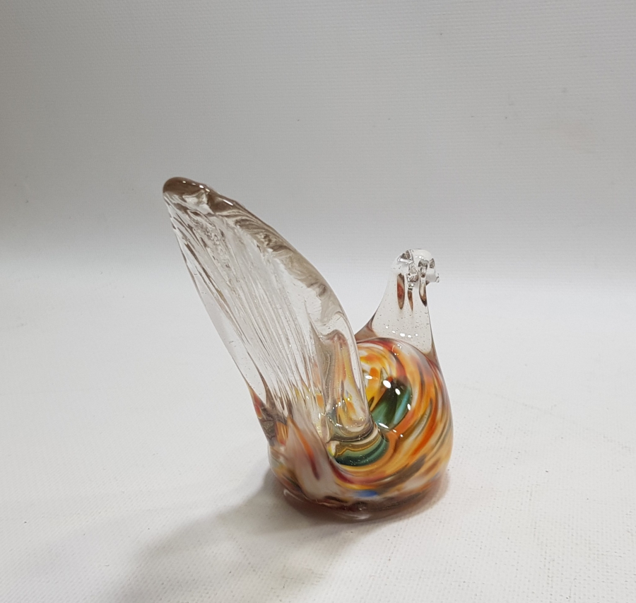 ÜFLEME CAMDAN MAMUL KOPARMA İŞÇİLİKLİ ANTİKA MURANO KUŞ FİGÜRÜ