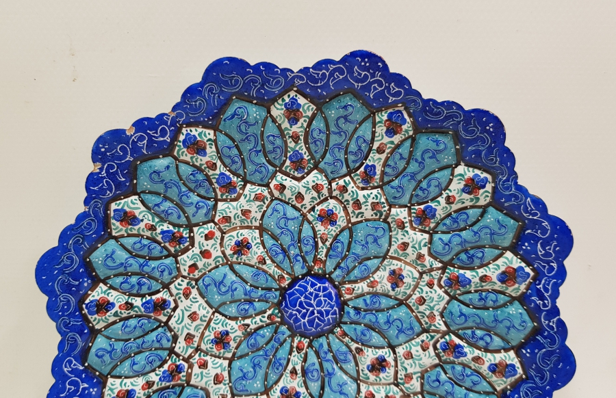 ÜZERİ MİNE İŞÇİLİKLİ EL BOYAMA ANTİKA LOKUMLUK