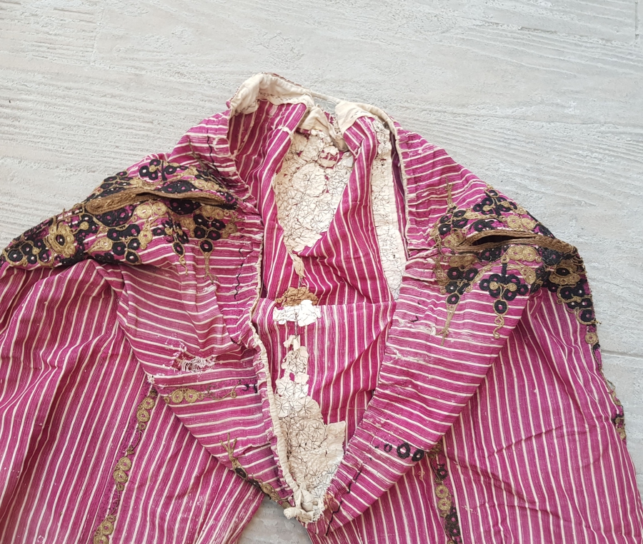 OSMANLI DÖNEMİ İPEK İBRİŞİM VE GÜMÜŞ SIRMA İŞÇİLİKLİ GELİN ŞALVARI