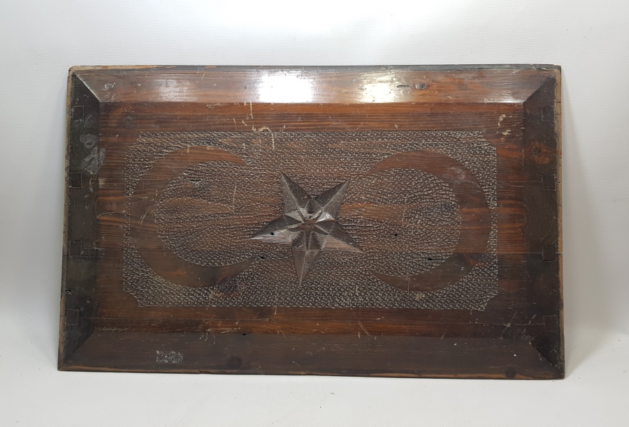 OSMANLI DÖNEMİ BALKAN İŞİ ÇİFT HİLALLİ NADİR AHŞAP KAPI ÜSTLÜĞÜ