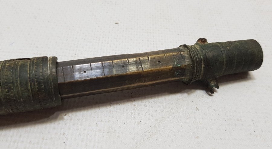 OSMANLI DÖNEMİ ÜZERİ İŞLEMELİ BRONZ BARUT ÖLÇER