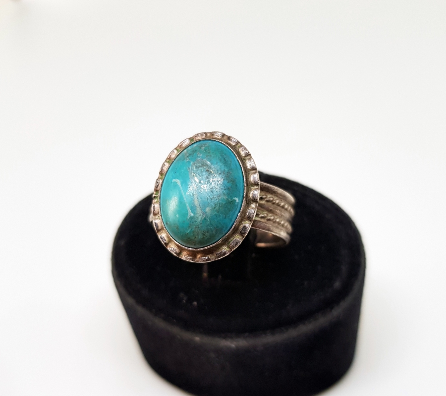 TURKUAZ TAŞLI ANTİKA GÜMÜŞ YÜZÜK