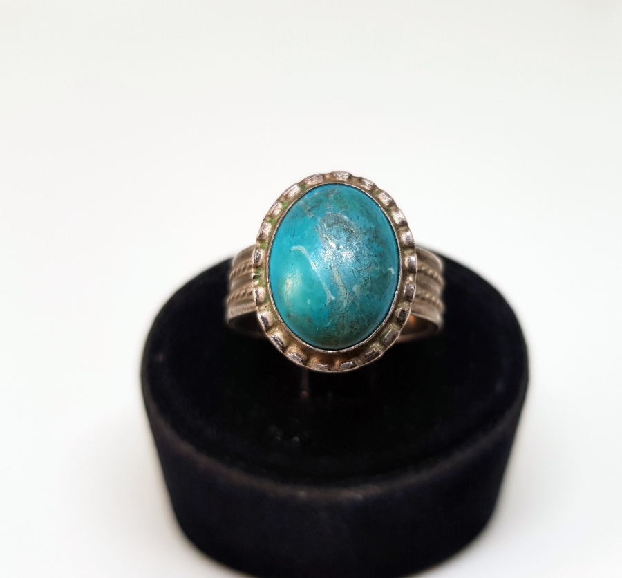 TURKUAZ TAŞLI ANTİKA GÜMÜŞ YÜZÜK
