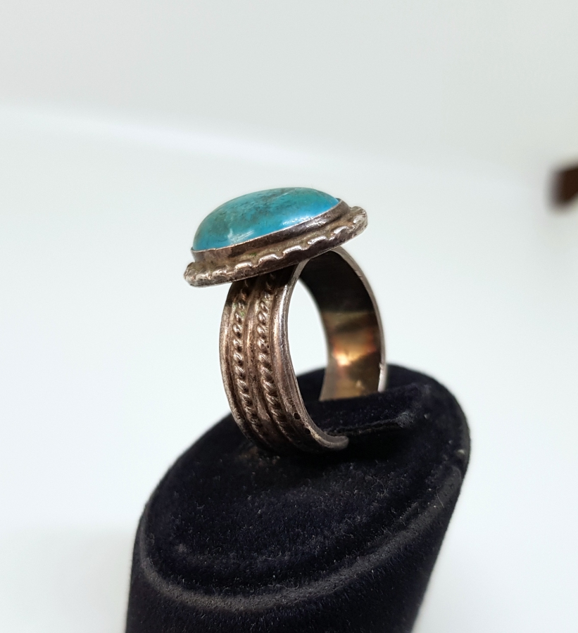 TURKUAZ TAŞLI ANTİKA GÜMÜŞ YÜZÜK