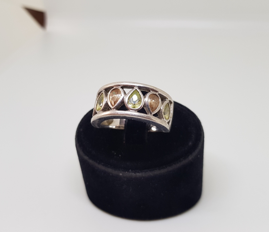 SİTRİN TAŞLI YARIM TAM TUR MODEL GÜMÜŞ YÜZÜK