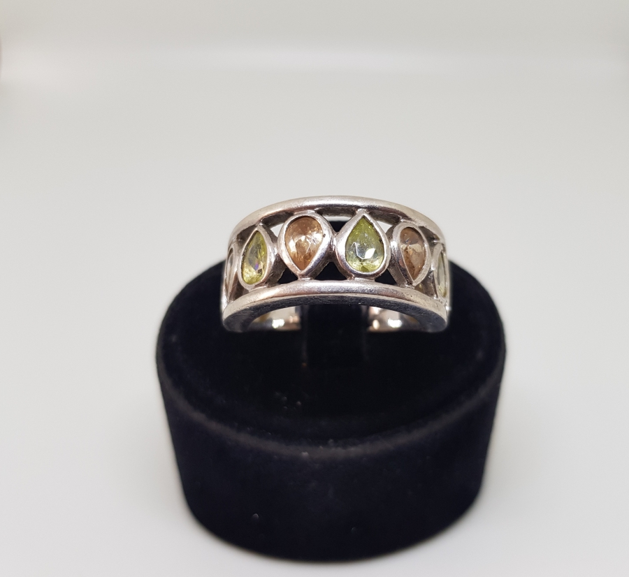 SİTRİN TAŞLI YARIM TAM TUR MODEL GÜMÜŞ YÜZÜK