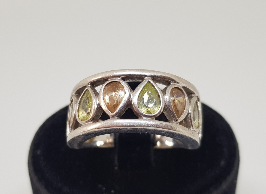 SİTRİN TAŞLI YARIM TAM TUR MODEL GÜMÜŞ YÜZÜK