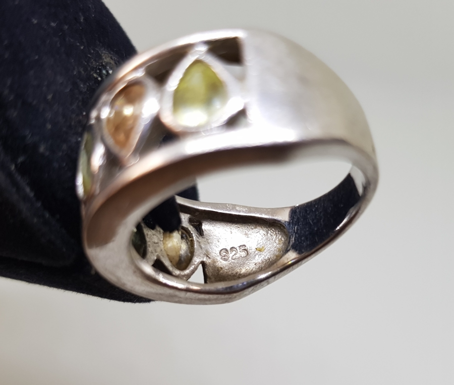 SİTRİN TAŞLI YARIM TAM TUR MODEL GÜMÜŞ YÜZÜK