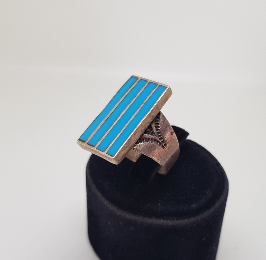 TURKUAZ TAŞLI ÖZEL YAPIM GÜMÜŞ YÜZÜK