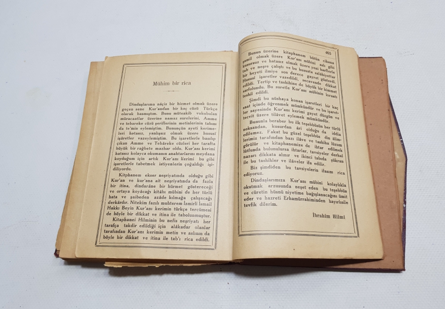 1937 TARİHLİ ÇOK NADİR KUR'AN-I KERİM MEALİ