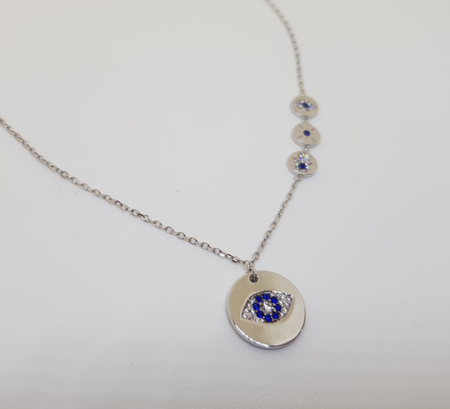 NAZAR BONCUKLU AVRUPA YAPIMI GÜMÜŞ KOLYE