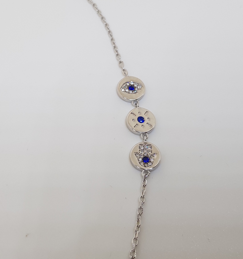 NAZAR BONCUKLU AVRUPA YAPIMI GÜMÜŞ KOLYE