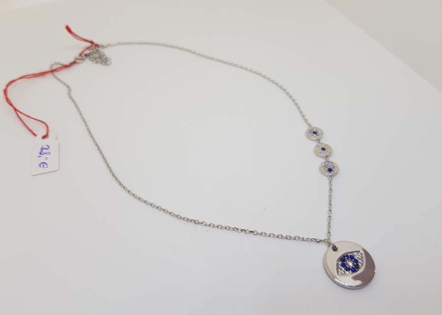 NAZAR BONCUKLU AVRUPA YAPIMI GÜMÜŞ KOLYE