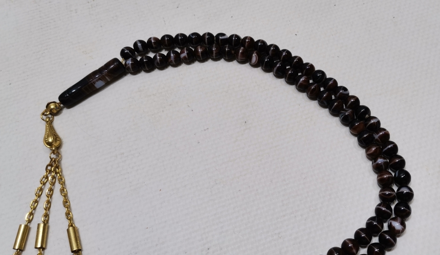 ALTIN KAPLAMA PÜSKÜLLÜ OSMANLI DÖNEMİ BEYKOZ NAMAZ TESPİHİ