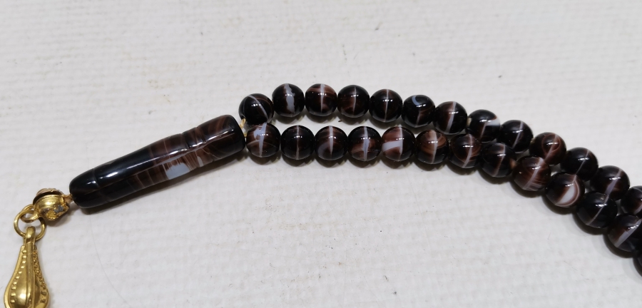 ALTIN KAPLAMA PÜSKÜLLÜ OSMANLI DÖNEMİ BEYKOZ NAMAZ TESPİHİ