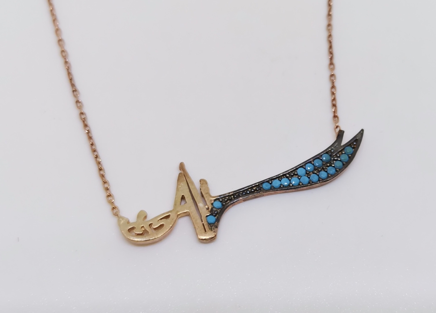 ZÜLFİKAR FORMUNDA YAPILMIŞ ÖZEL YAPIM GÜMÜŞ KOLYE UCU