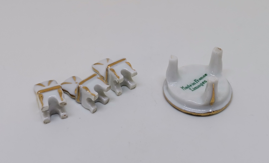 ÜZERİ ALTIN VARAKLI LİMOGES MARKA ANTİKA PORSELEN MİNYATÜR YEMEK ODASI TAKIMI