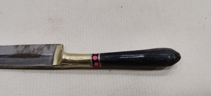 ÜZERİ ALTIN ÇAKMA İŞÇİLİKLİ OSMANLI DÖNEMİ ERMENİCE YAZILI BOYNUZ SAPLI BIÇAK