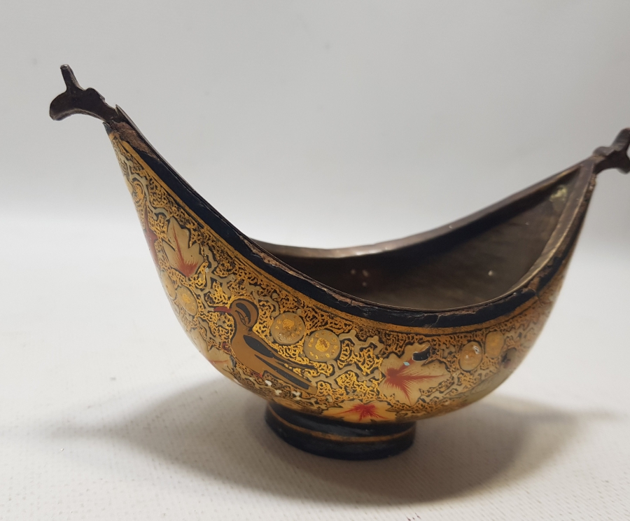 OSMANLI DÖNEMİ PAPİER MACHE ÜZERİ EL BOYAMA İŞÇİLİKLİ ÇOK NADİR KEŞKÜL-Ü FUKARA