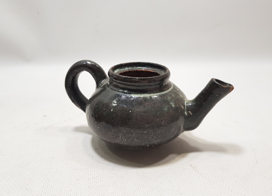 OSMANLI DÖNEMİ KÜTAHYA İŞİ EL YAPIMI SIRLI BİTKİ ÇAYDANLIĞI - ŞİFACI ÇAYDANLIĞI