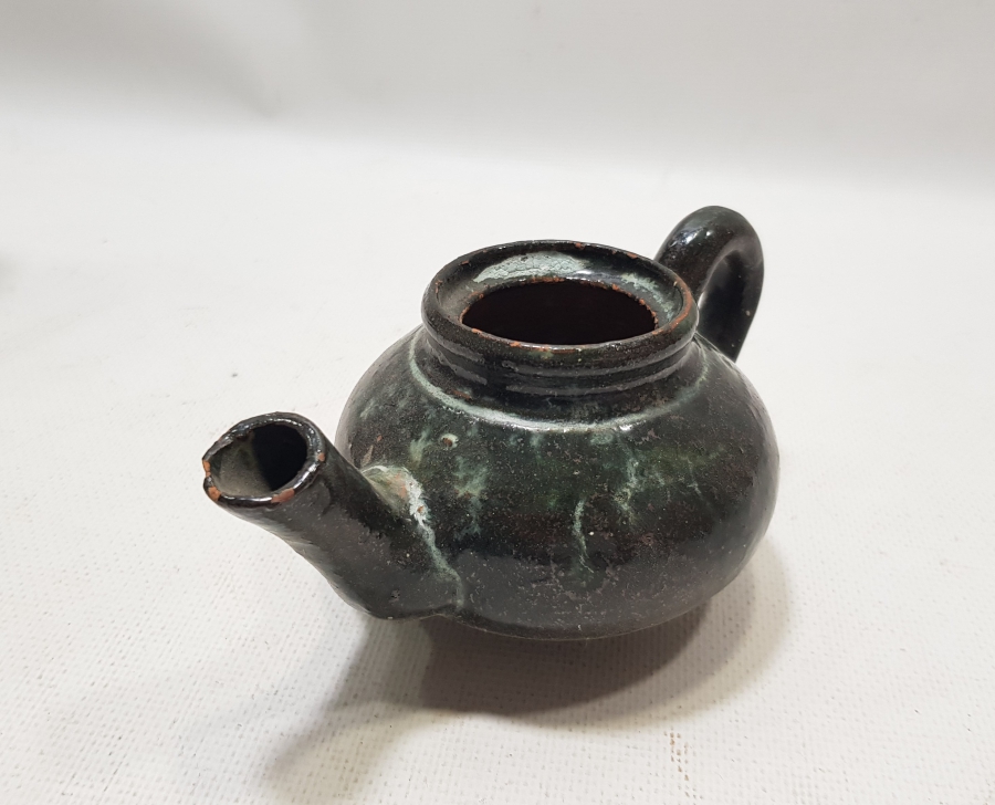 OSMANLI DÖNEMİ KÜTAHYA İŞİ EL YAPIMI SIRLI BİTKİ ÇAYDANLIĞI - ŞİFACI ÇAYDANLIĞI