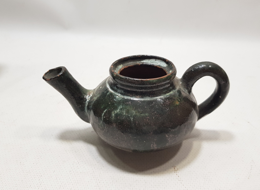 OSMANLI DÖNEMİ KÜTAHYA İŞİ EL YAPIMI SIRLI BİTKİ ÇAYDANLIĞI - ŞİFACI ÇAYDANLIĞI