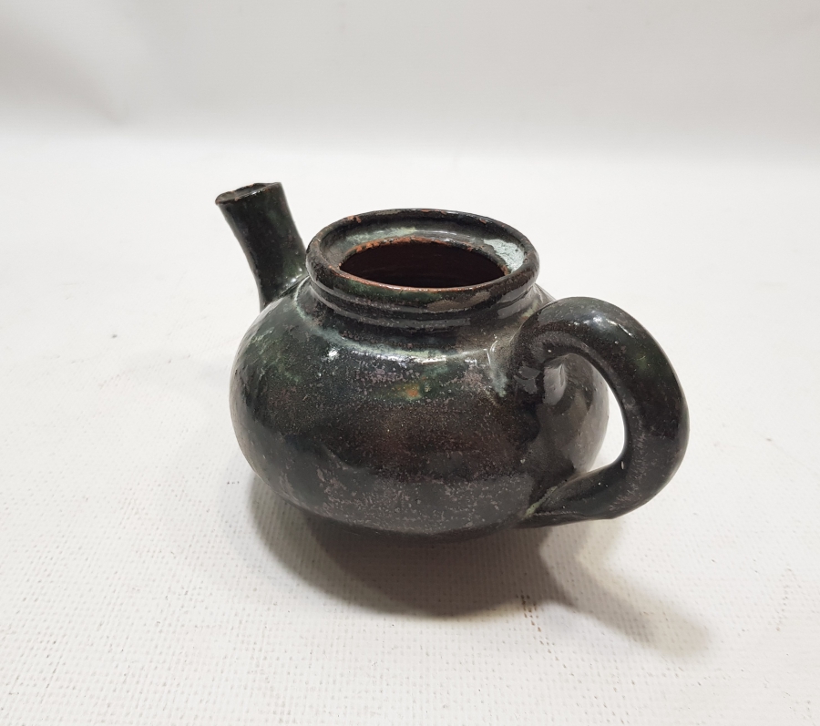 OSMANLI DÖNEMİ KÜTAHYA İŞİ EL YAPIMI SIRLI BİTKİ ÇAYDANLIĞI - ŞİFACI ÇAYDANLIĞI