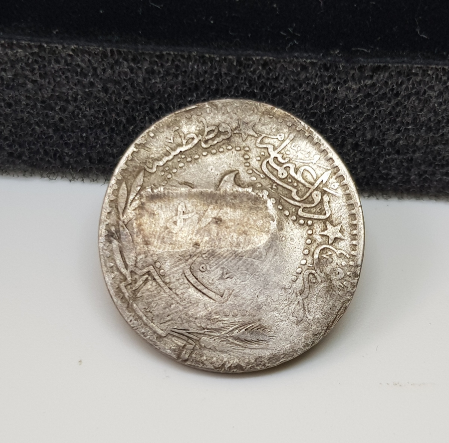 ÜZERİ OSMANLICA VE LATİN HARFLERİYLE RODOS KONTRMARKLI 20 PARA