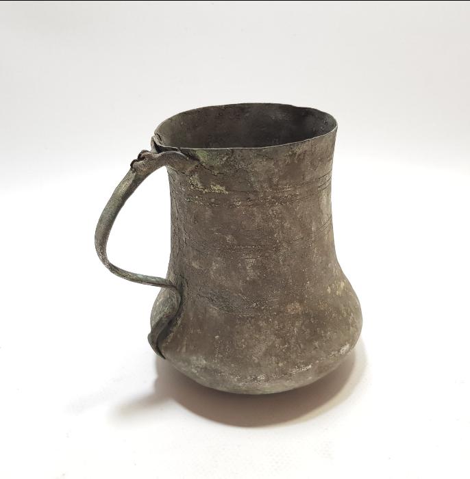 OSMANLI DÖNEMİ RUMCA YAZILI VE TARİHLİ BAKIR DALDIRMA BARDAK