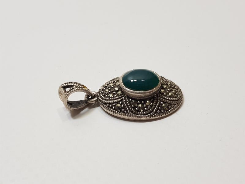 YEŞİM TAŞLI GÜMÜŞ KOLYE UCU