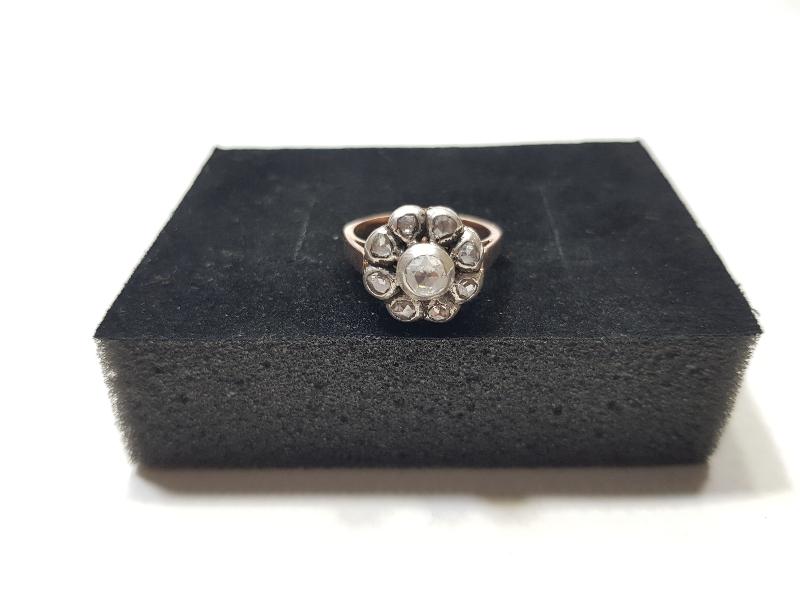 OSMANLI DÖNEMİ PAPATYA MODEL ELMAS TAŞLI ALTIN YÜZÜK