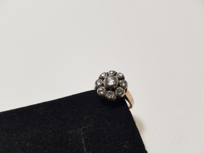 OSMANLI DÖNEMİ PAPATYA MODEL ELMAS TAŞLI ALTIN YÜZÜK